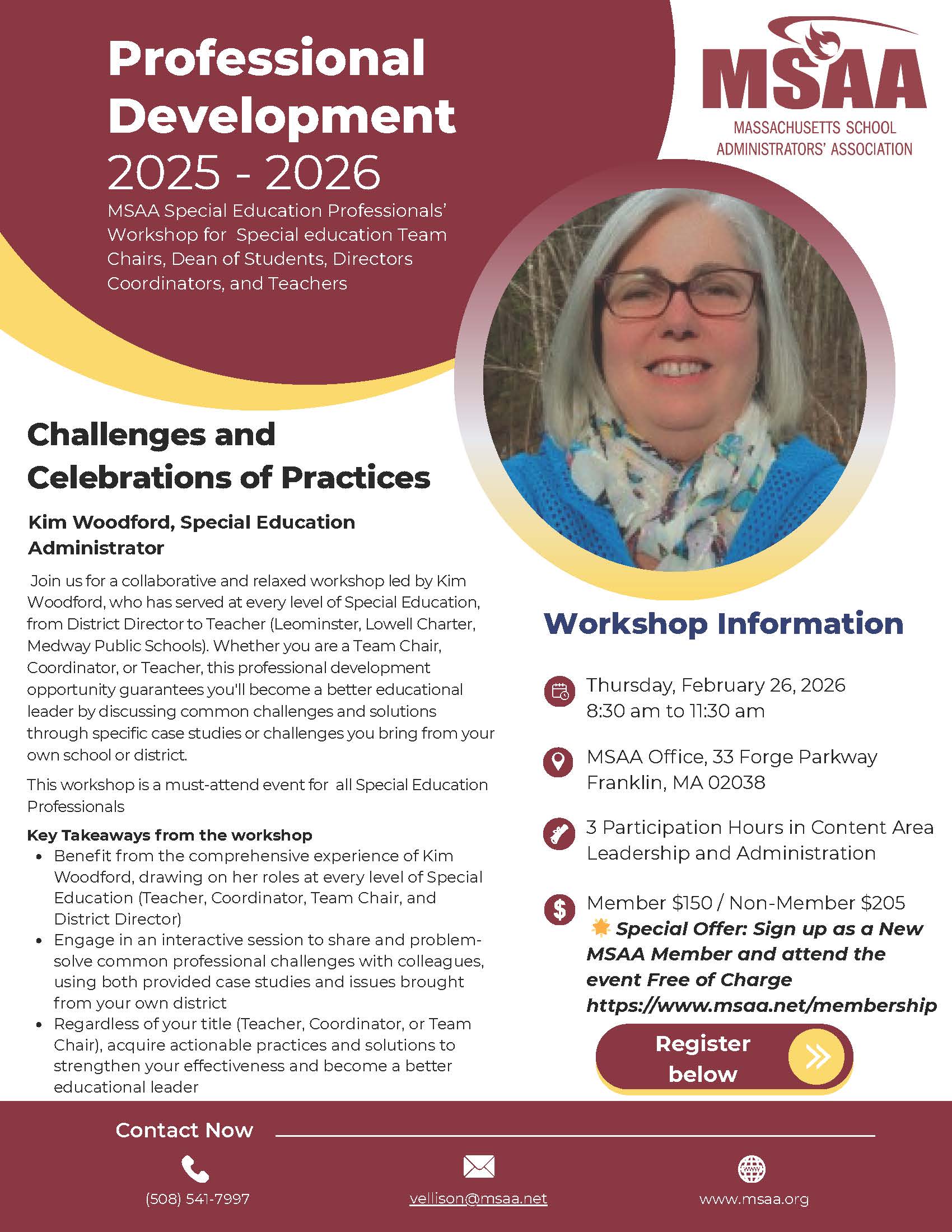 Ready to level up your Special Education leadership? 🚀 Join workshop, "Challenges and Celebrations of Practices," led by Special Ed expert Kim Woodford! 