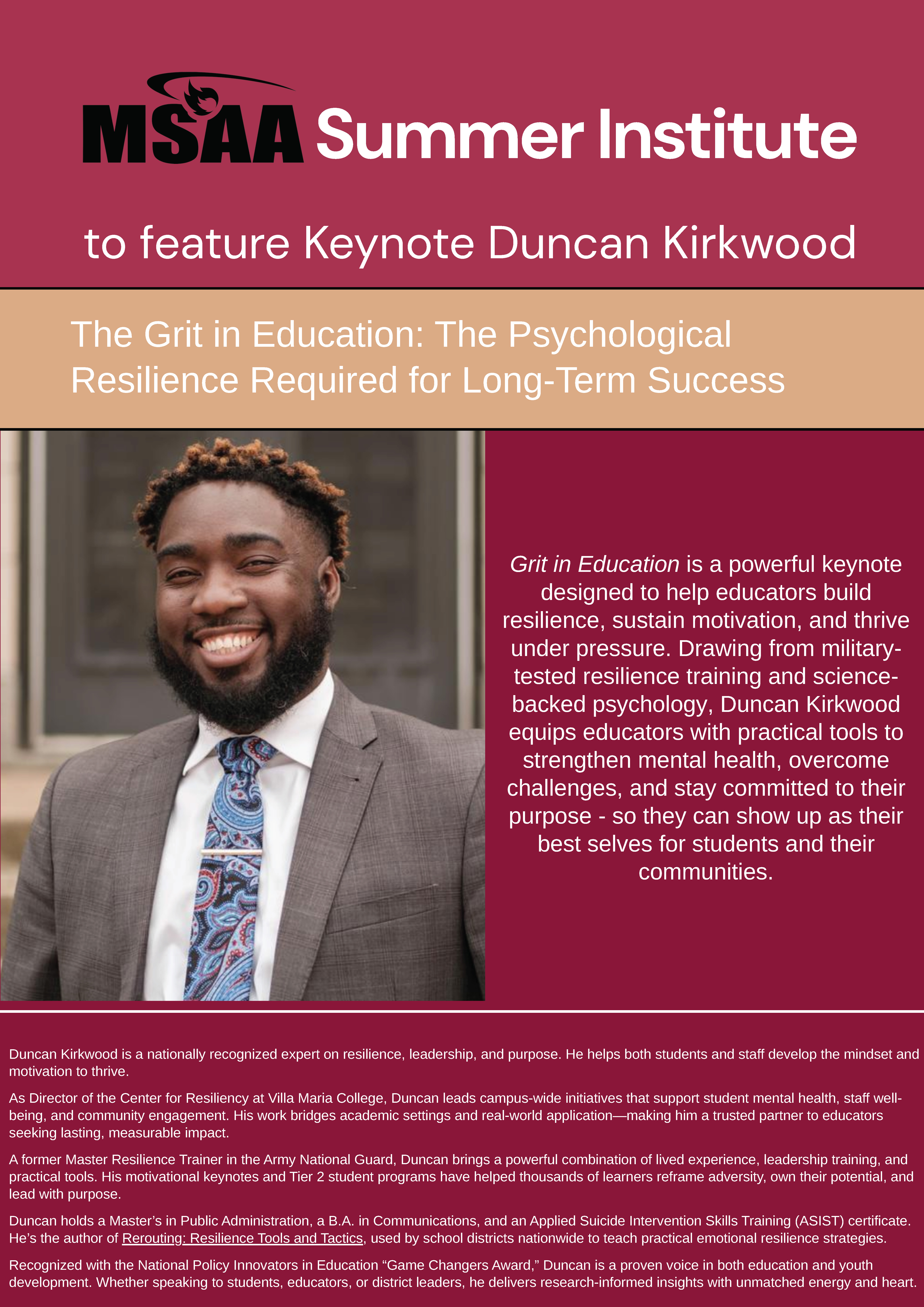 MSAA Summer Institute Keynote, Thursday, July 23, 2026